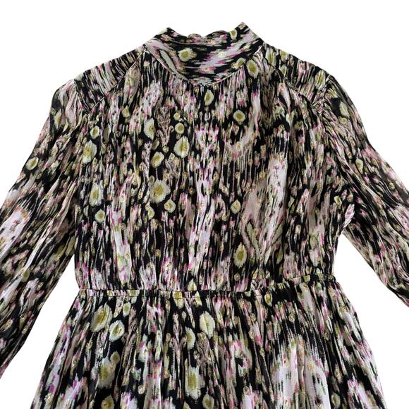 HEMANT & NANDITA Kari Short Black and Metallic Long Sleeve Mini Dress Mediuim - Picture 4 of 12